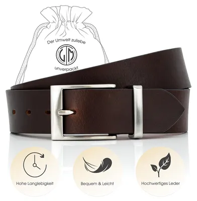 Produktbild von LINDENMANN Ledergürtel Herren, dunkelbraun 40 mm Büffelleder, XL/XXL, Größe / Size:Bundweite 100 cm Gesamtlänge 115 cm W 39.4 LL, Farbe / Color:braun