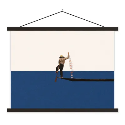 Produktbild von MuchoWow® Textilposter Frau - Komplimente - Abstrakt 150x113 cm mit holzfarbenen Rahmen - Poster