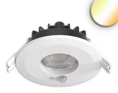 Produktbild von Isoled LED Einbaustrahler Vario-68 mit PIR-Sensor 6W, 60°, 2700/3000/4000/6000K, IP65, CRI90, weiß 117337