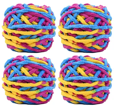 Breiwolle 4x100g mehrfarbig, weich, dick, für Häkeln & Stricken