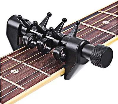 Image de Capodastre multifonctionnel à 6 cordes pour accordages ouverts - Capodastre portable alternatif pour guitares acoustiques - Noir