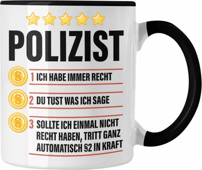 Produktbild von Trendation - Polizist Geschenk Tasse mit Spruch Geschenke Polizei Männer Lustig (Schwarz)