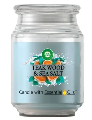 Image de Air Wick Grande bougie parfumée en pot, teck & sel marin aux huiles essentielles, 1 pièce