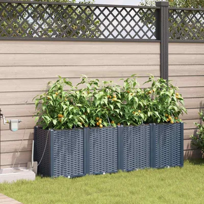 Obrázok produktu pre vidaXL Záhradný kvetináč, 4 kusy, sivá farba, 160 x 40 x 52 cm, materiál: PP