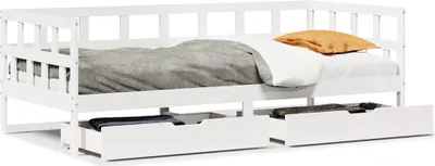 Produktbild von Tagesbett mit Schubladen Weiß 90x190 cm Kiefernholz