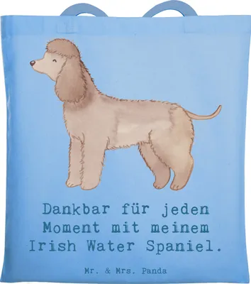 Produktbild von Mr. & Mrs. Panda Tote Bag Irish Water Spaniel Moment - Sky Blue - Geschenk, Laptoptasche, Uni Tasche, Schultasche, Büchertasche, Jagdhund