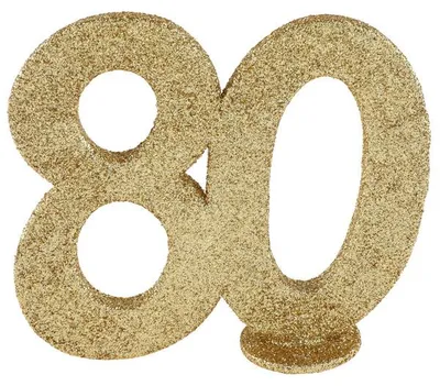 Produktbild von 80. Geburtstag gold glitzer Tischdekoration 11x 10 cm Zahl 80