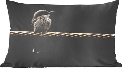 Produktbild von MuchoWow® Zierkissen Sofakissen Wohnzimmer Dekokissen 50x30 cm Vogel - Schwarz - Gold - Wohnzimmerdekoration - Polster mit Photo