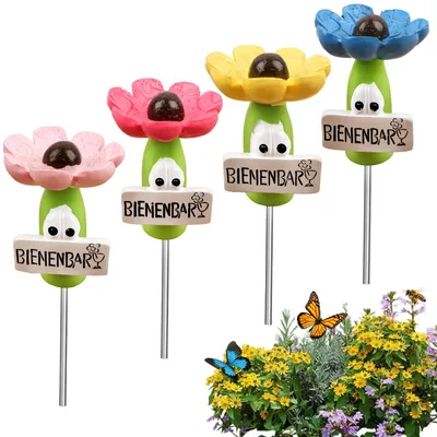Bienen-Trinkschalen aus Harz, 4 Stück, bunt, 7x3 cm, für Garten & Balkon