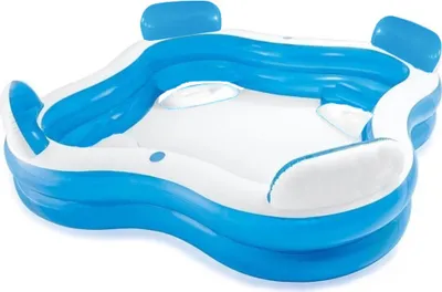 Produktbild von Creative Kids - Quadratischer Schwimmbad - Aufblasbar - 4 Liegestühle - 183 x 183 x 51 cm - Getränkehalter - Kopfstützen