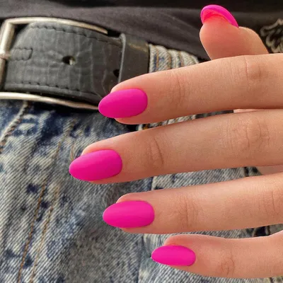 Image de Ongles factices courts, mats, de couleur rose vif, en acrylique, de forme ronde et unie, lot de 24 pièces