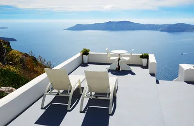Produktbild von Papermoon VLIES Fototapete, Digitaldruck, Terrasse mit Meerblick auf Santorin (371)