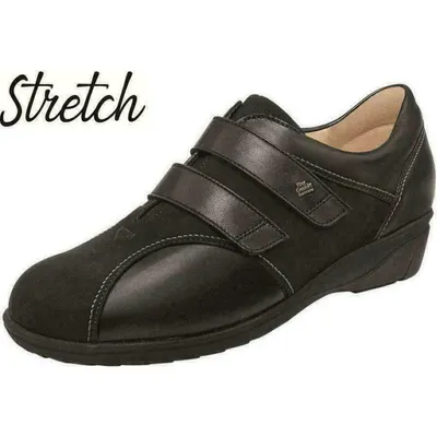 Produktbild von Finn Comfort, Lüttich, Damen, Slipper, Stretch, Schwarz, Leder, NEU - Damenschuhe Bequeme Ballerina / Slipper, Schwarz, leder (nubuk/stretch/nappaseda)