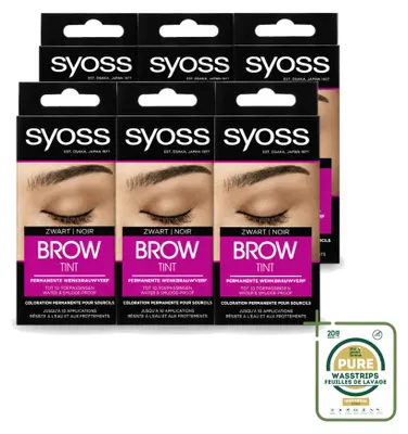 Obrázek produktu pro 6 x SYOSS Barvivo na obočí, černá barva - Trvalé barvení - Balení s 6 kusy
