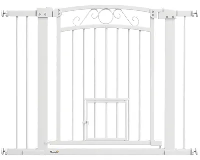 Produktbild von Hundegitter & Kinderschutzgitter - Verstellbares Sicherheitsgitter - 76–104 x 77 cm - Erweiterungen - Katzentür - Einhandöffnung - Armeegrün