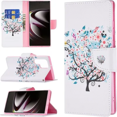 Produktbild von König Design Hülle kompatibel mit Samsung Galaxy S22 Ultra 5G Kunstleder Handyhülle - Handy Case Baum