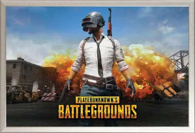 Image de PUBG - Poster - Playerunknown + cadre amovible, Shinsuke® Maxi aluminium argenté, vitre acrylique