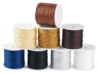Zdjęcie produktu dla Omgoods - Nylonowy sznurek 0,8 mm - 8 rolek - do tworzenia biżuterii - do plecionych bransoletek - do rękodzieła makramowego - wysokiej jakości nylon - sznurek jubilerski