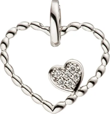 Produktbild von JOBO Anhänger Herz Herzen 585 Gold Weißgold 6 Diamanten Brillanten Herzanhänger
