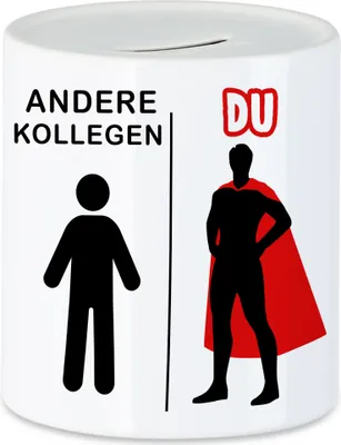 Produktbild von Andere Kollegen Du Spardose  Superheld Mein Held Dankeschön Geschenkidee Lustig Humor