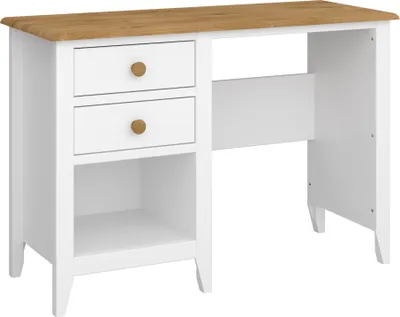 Image de Bureau Landhaus Heston en bois de noyer, blanc, pour ordinateur, bureau