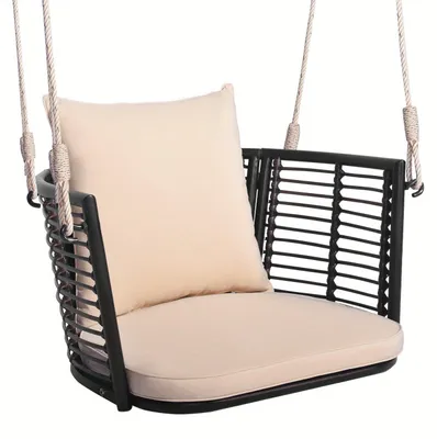 Zdjęcie produktu dla Krzesło bujane - Krzesło wiszące - Krzesło bujane do ogrodu - Krzesło wiszące z rattanu - Krzesło ogrodowe, kolor brązowy