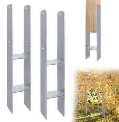 Image de Fixation pour poteau en H - Ancre de sol - 81 x 600 mm - Pour abri de voiture, clôture et marquise - Support de poteau