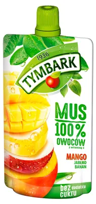 Image de Tymbark 100% Mousse Mangue Pomme Banane 120 G X 12 Pièces
