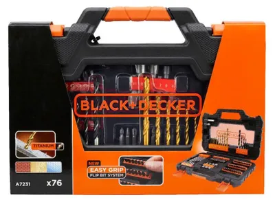 Obrázek produktu pro Black & Decker A7231-XJ, Vrtačka, Elektrické multifunkční nářadí, Sada vrtáků, Kov, Kámen, Dřevo, 8 mm, 8 mm, Černá, Oranžová