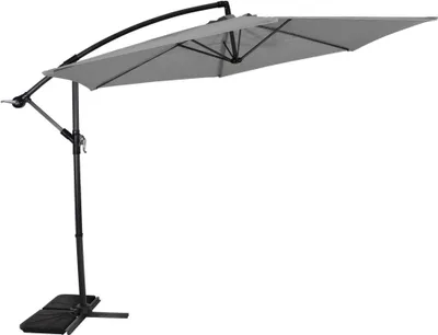 Produktbild von Lesli Living Ampelschirm + Kreuzfuß-Ständer "Gemini Grey" Grau ø300cm