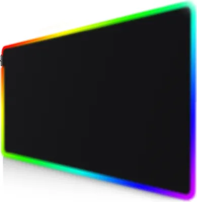 Produktbild von Titanwolf Gaming Mauspad, RGB Mousepad 1200 x 600 x 3 mm, LED Multi Color XXXL Tischunterlage, rutschfest, abwaschbar, Geschwindigkeit & Präzision, schwarz