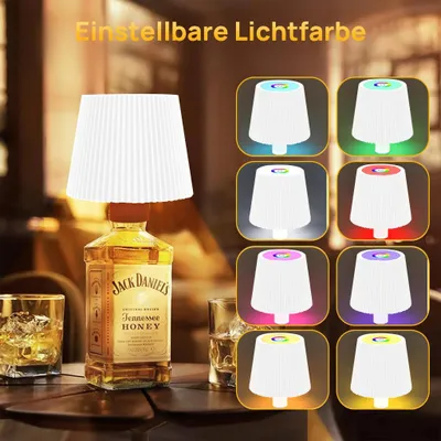 A lamp made from a Jack Daniel's bottle with various color options shown in a grid.