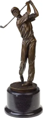 Produktbild von Bronzeskulptur Antik-Stil Golf Golfer Mann Abschlag Bronze Figur Statue - 38cm