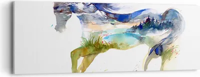 Produktbild von Bild auf Leinwand - Leinwandbild - Pferd Natur arabien ethnische - 90x30cm - Wand Bild - Wanddeko - Leinwanddruck - Bilder - Kunstdruck - Wanddekoration - Leinwand bilder - Wandkunst - AB90x30-3048