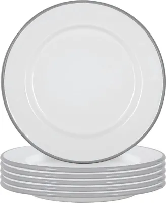 Produktbild von Argon Ta Weißes Emaille-Dinner Plates - Stahl Outdoor-Camping-Geschirr Geschirr - 25,5 cm - Grau - Packung mit 12