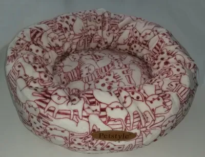 Imagen del producto de Cama para mascotas, diseño de gato, 55 x 55 cm, color rojo
