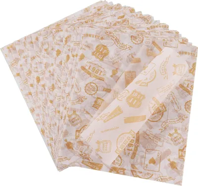 Produktbild von 100 Blätter Deli Papierblätter, Pommes Papier für Korb, Umweltfreundliches Backpapier, Burger Wrap Papier für Burger, Butterbrot, Käse, Pommes (25x25cm)  25x21,5cm