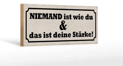 Produktbild von Holzschild Spruch 27x10cm niemand ist wie du das ist deine Stärke