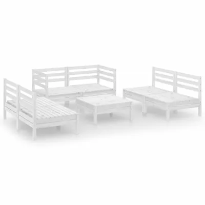 Produktbild von vidaXL 7-tlg. Garten-Lounge-Set Weiß Massivholz Kiefer