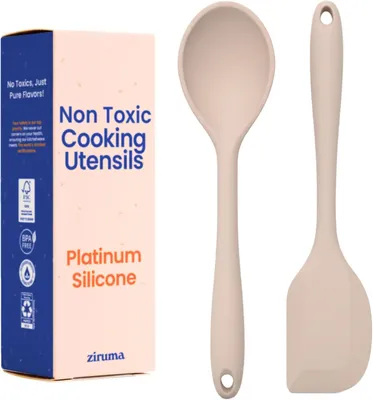 Produktbild von Küchenhelfer Set 8-teilig, Kochlöffel Spatel, hitzebeständig bis 260 °C, zum Backen, beige