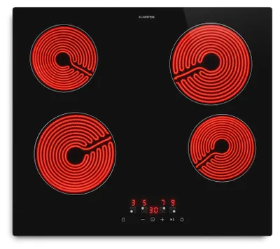 Produktbild von Klarstein Hito Glaskeramik-Kochfeld 60 cm – 4-Zonen-Elektrokochfeld 6000 W, Touch-Bedienung, Glaskeramikoberfläche, Kindersicherung, Restwärmeanzeige