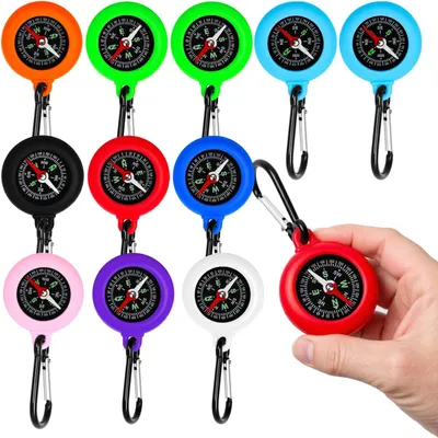 Zdjęcie produktu dla Mini kompas 12 sztuk, wodoodporny, z brelokiem, do outdooru