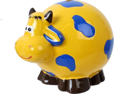 Produktbild von Kinder Sparbüchse Spardose Kuh Keramik Sparschwein in dekorativem Design 11 cm lang