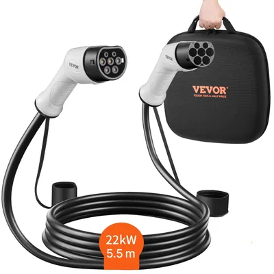 Productafbeelding van VEVOR Type 2 laadkabel voor elektrische auto en hybride voertuig, 22 kW, 5 meter kabellengte, 3-fase