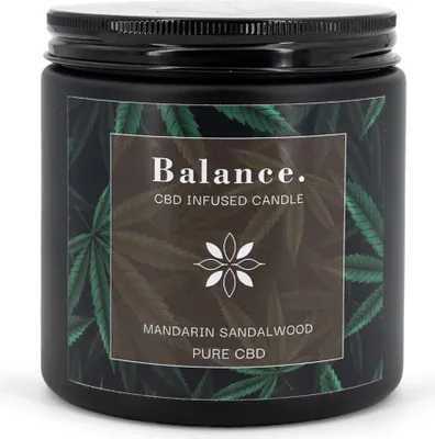 Produktbild von Balance. Mandarin Sandalwood: C.B.D. Duftkerze, Aromakerze mit Sojawachs, Ø9,5 cm, 350g, Glas
