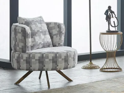 Immagine prodotto di Poltrona Poltrona imbottita in tessuto Seduta Moderna Beige Soggiorno Monoposto