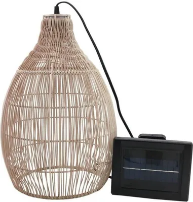Produktbild von Solar-Pendelleuchte für die Feiertage, 42 cm – Natürlicher Bohème-Stil – Warmweißes LED-Licht