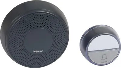 Imagen del producto de Legrand 094253, Juego de timbre "Funk Gong" con timbre y botón, 15 melodías, color antracita