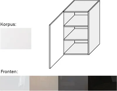 Produktbild von Hängeschrank (EST-WE/45) 1trg 45cm perlweiß matt Acryl Frontfarbe wählbar