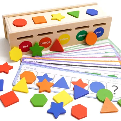 Image de Omgoods - Jouets en bois Montessori pour trier les formes et les couleurs
